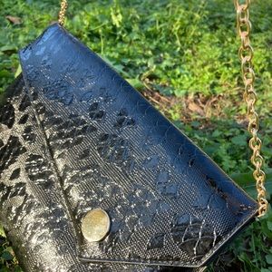 Black Textured Clutch/Shoulder Bag